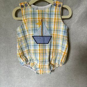 Le’ Za Me Embroidered Boat Nautical Bibble Smock Cotton Lightweight size 3M Baby